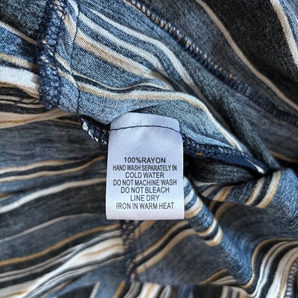 Winds of Change Striped Blue and Yellow Mini Dress Womens Small Boho Feminine - Picture 14 of 16